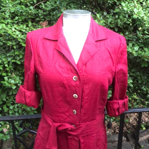 Ellen Tracy Dresses & Skirts - Ellen Tracy burgundy Linen Boho Dress